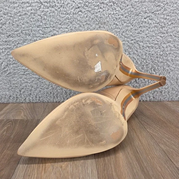Sam Edelman Women's Size 9.5 Pointed Toe Nude Pumps Heels Patent‎ Leather Shoes - Picture 11 of 13